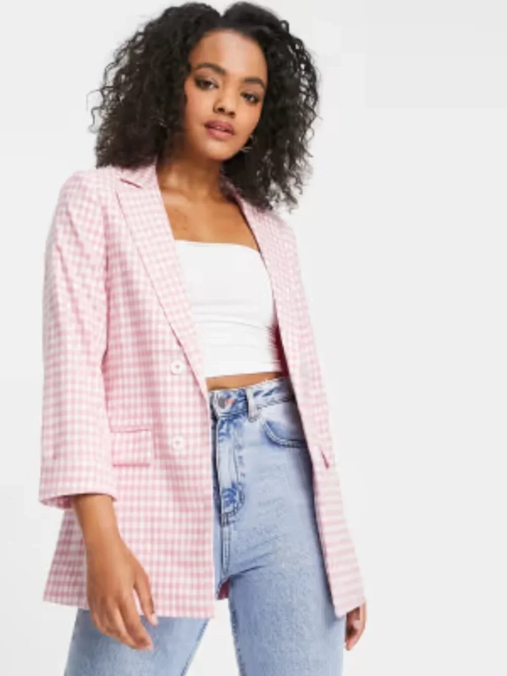 New Look blazer in pink gingham - NWT